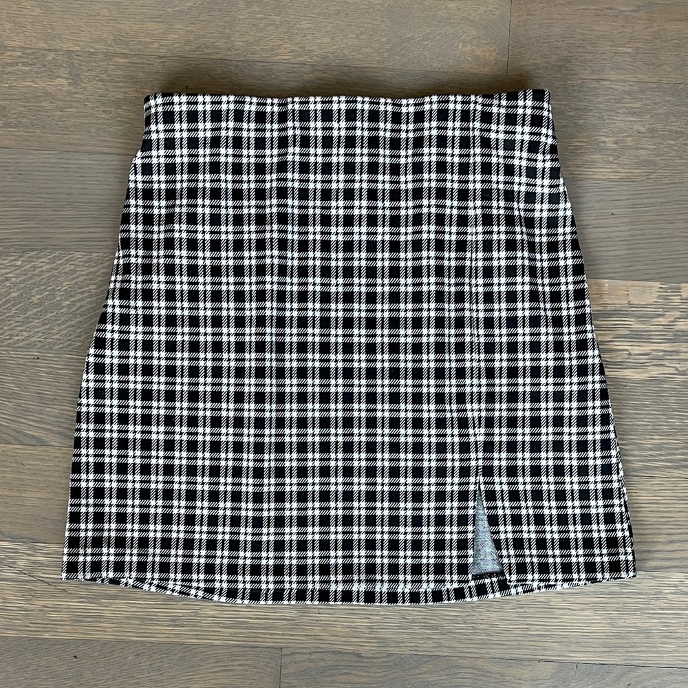 Black & White Plaid Mini Skirt
